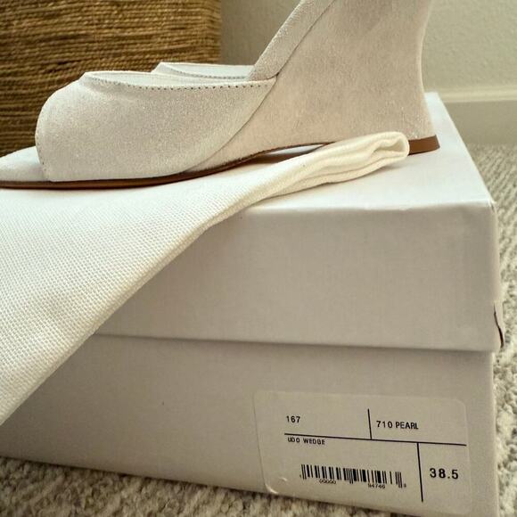 MARYAM NASSIR ZADEH Lido Wedge Open Toe Heels White Pearl Mule size 38.5 7.5 8 - Picture 5 of 6